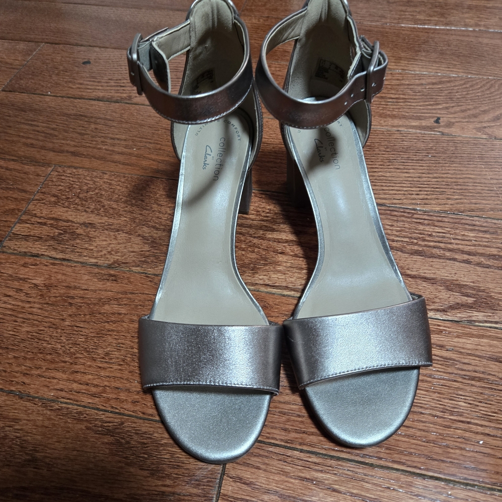Clarks Metallic Ankle Strap Heels